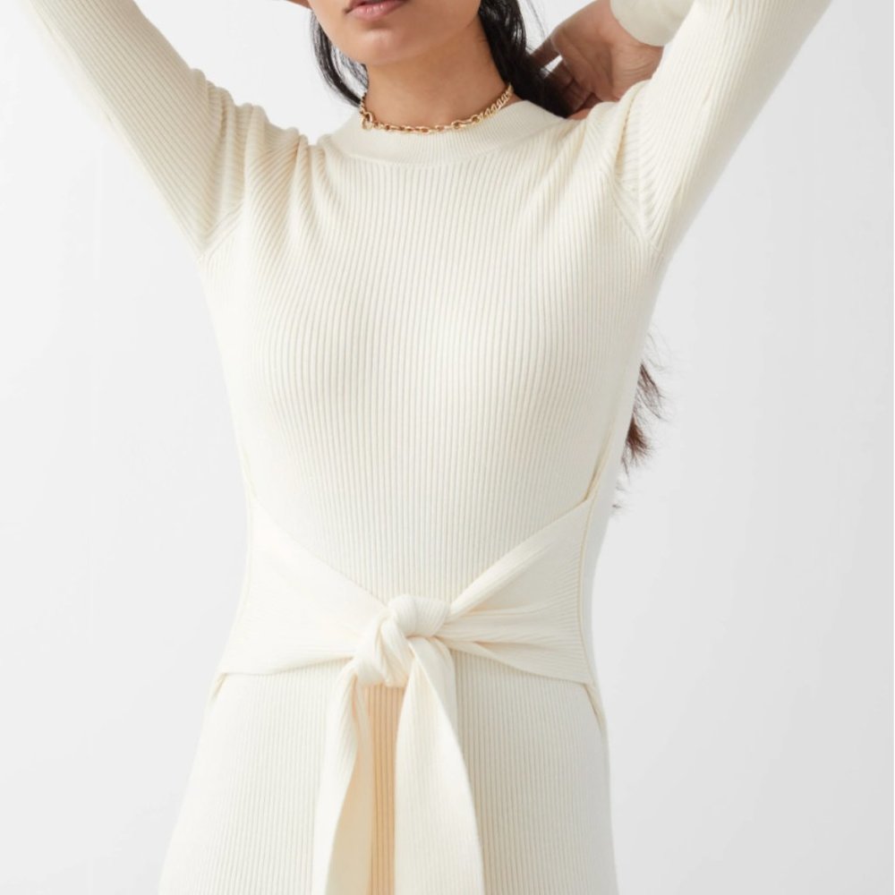 Belted Rib Midi Dress